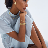 Remy Necklace Pastel, choker necklace, gold, gemstones, cubic zirconia, multi-colour, gold plated, sterling silver
