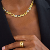Remy Necklace Pastel, choker necklace, gold, gemstones, cubic zirconia, multi-colour, gold plated, sterling silver
