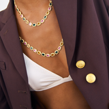 Remy Necklace Royale, choker necklace, gold, gemstones, cubic zirconia, multi-colour, gold plated, sterling silver