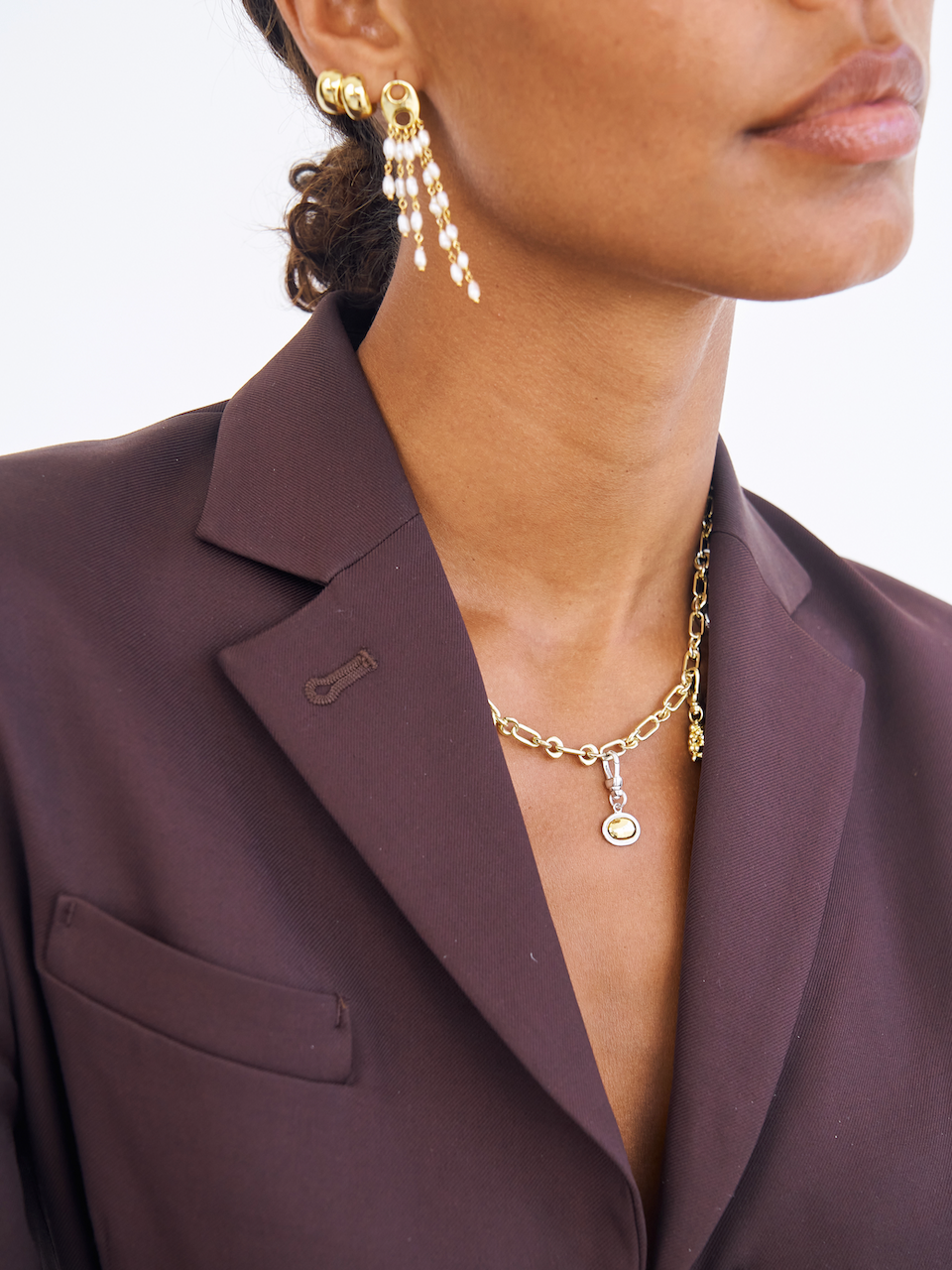 Gabrielle Earrings, pearl, pearl drop earrings, studs, gold, gold plated, earring stack