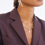 Gabrielle Earrings, pearl, pearl drop earrings, studs, gold, gold plated, earring stack
