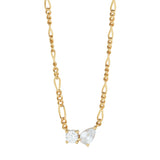 Twin Flame Necklace, chain, cubic zirconia, gold plated, sterling silver