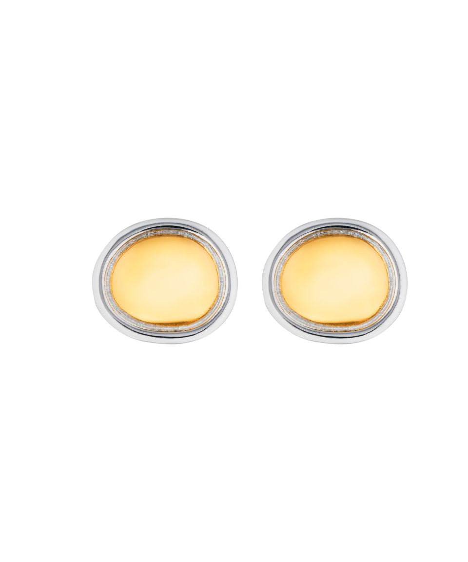 Uovo Earrings, silver earrings, studs, mixed metals, sterling silver, gold plated