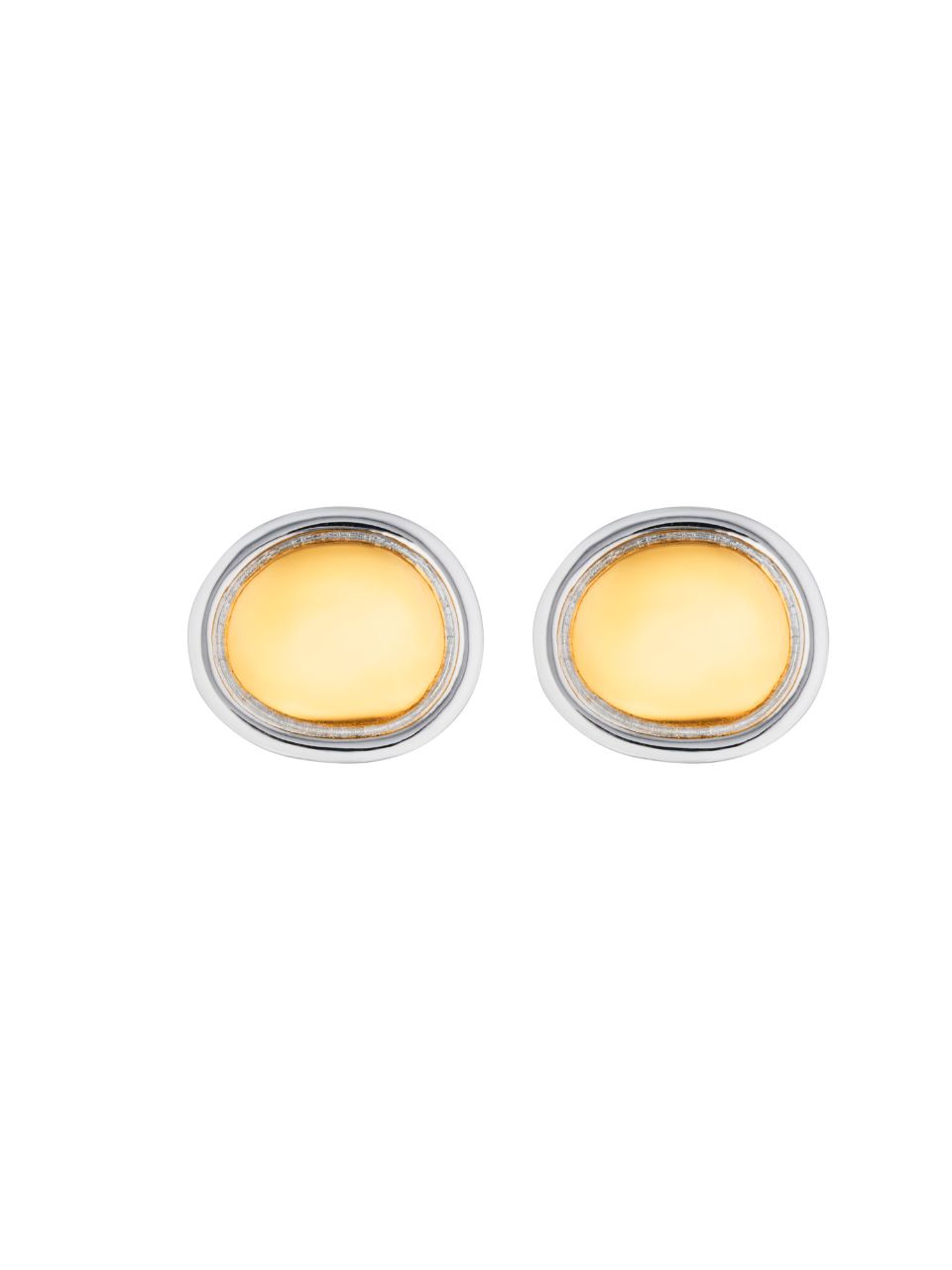 Uovo Earrings, silver earrings, studs, mixed metals, sterling silver, gold plated