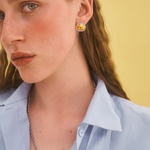 Uovo Earrings, silver earrings, studs, mixed metals, sterling silver, gold plated