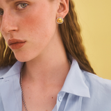 Uovo Earrings, silver earrings, studs, mixed metals, sterling silver, gold plated