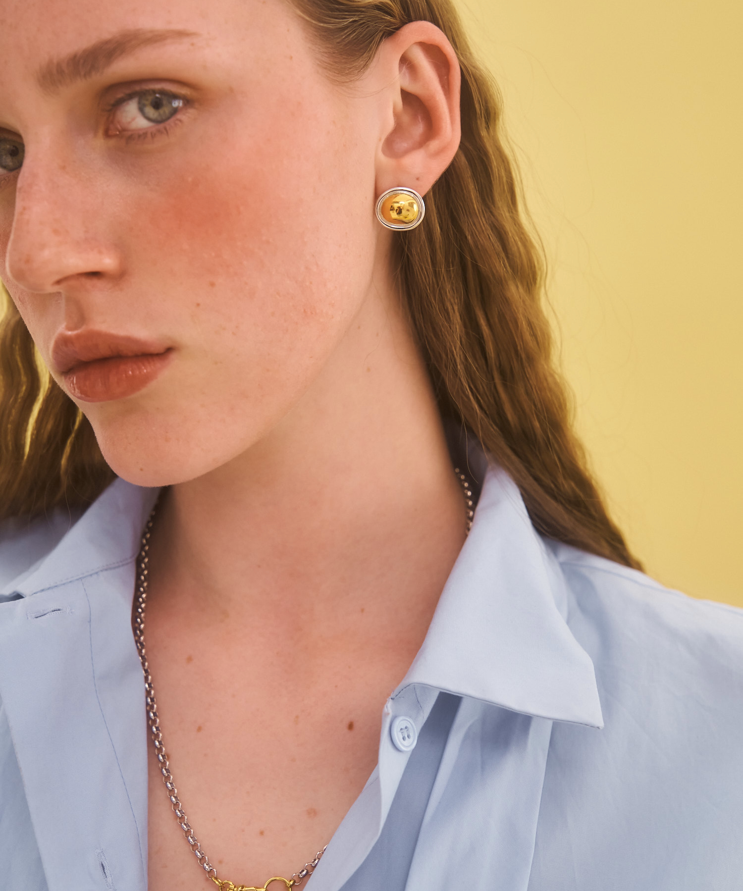 Uovo Earrings, silver earrings, studs, mixed metals, sterling silver, gold plated