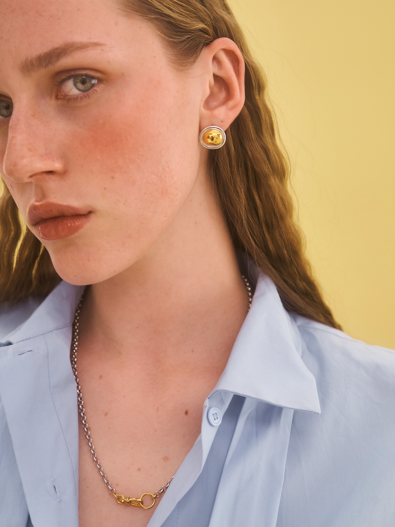 Uovo Earrings, silver earrings, studs, mixed metals, sterling silver, gold plated