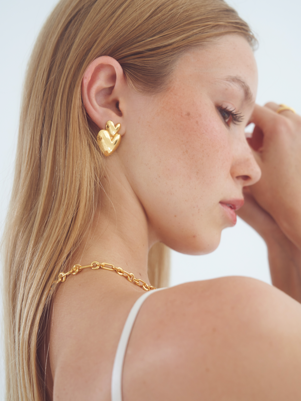 Vivienne Earrings Gold, heart earrings, studs, statement, gold earrings, gold plated, sterling silver