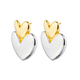 Vivienne Earrings Gold and Silver, heart earrings, studs, statement, gold earrings, gold plated, sterling silver, mixed metals