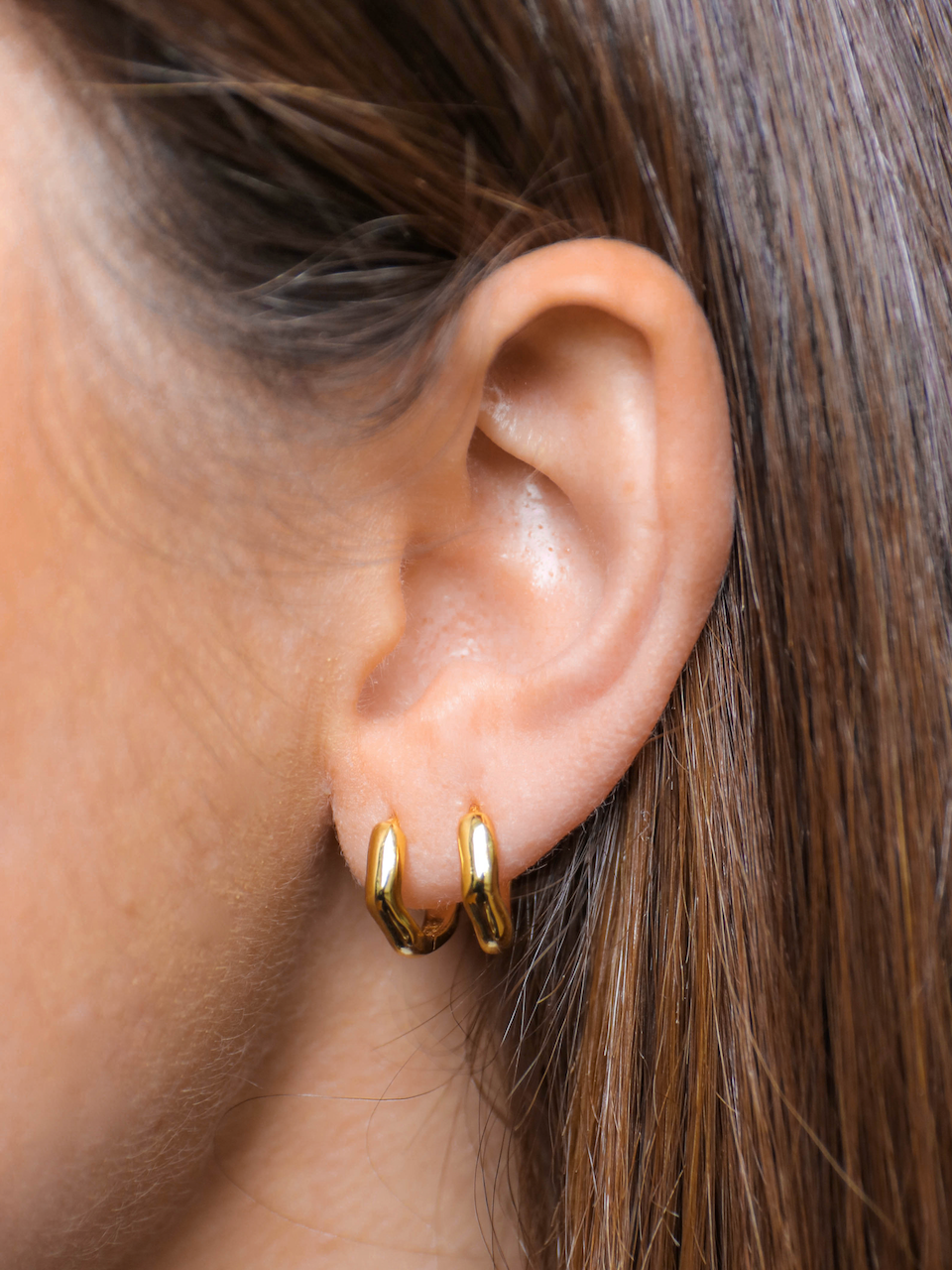 Alice Huggies, hoop earrings, earring stack, gold plated, sterling silver