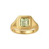 CONSTANCE GREEN AMETHYST SIGNET RING - YELLOW GOLD