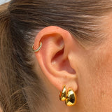 Eva Earrings Gold, gold huggies, hoops, sterling silver, gold plated, earring stack