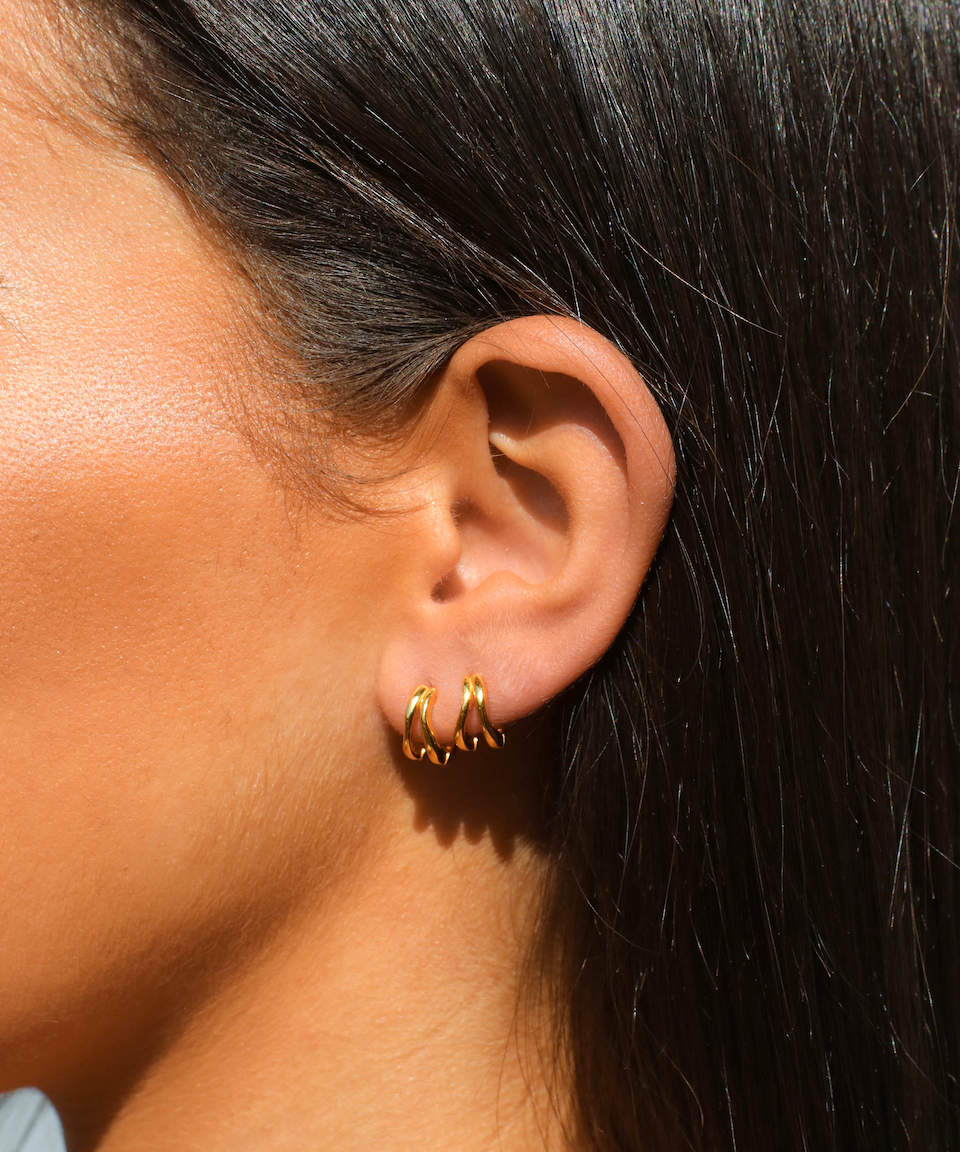 Matisse Huggies, hoop earrings, gold plated, sterling silver, earring stack