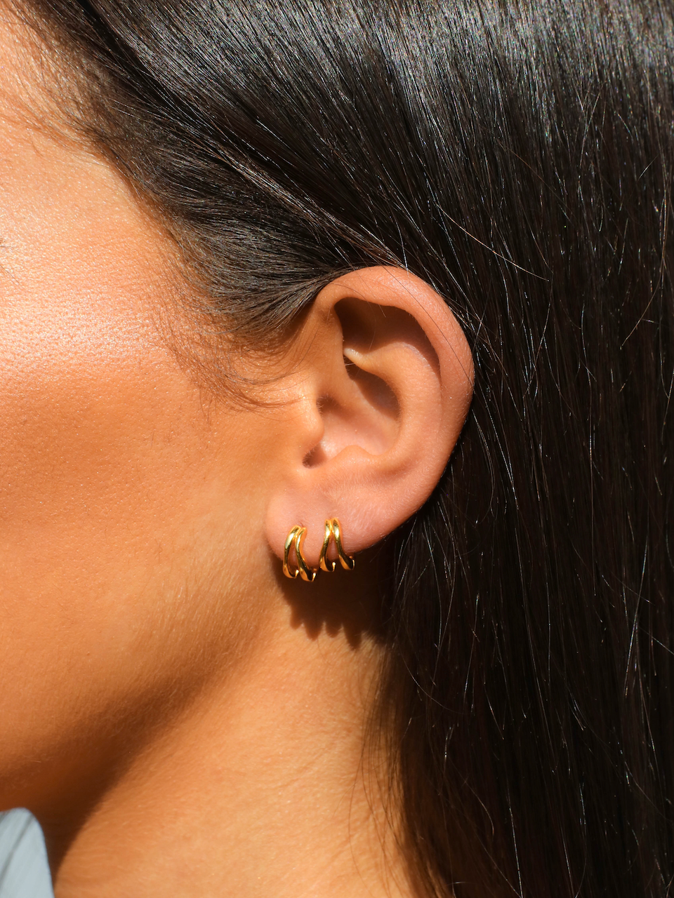 Matisse Huggies, hoop earrings, gold plated, sterling silver, earring stack