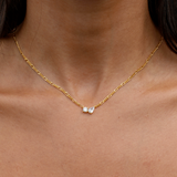 Twin Flame Necklace, chain, cubic zirconia, gold plated, sterling silver
