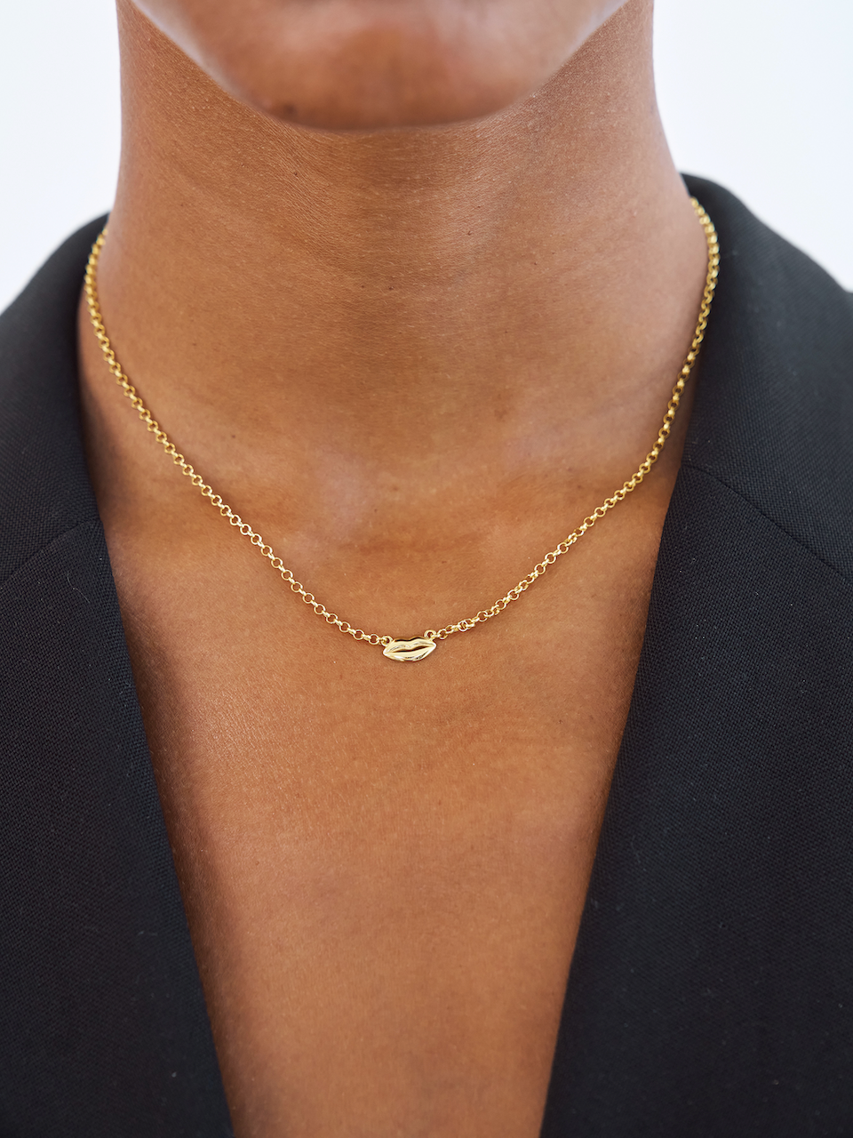Bisous Necklace Gold, sterling silver, gold plated, gold chain, lips pendant, necklace stack