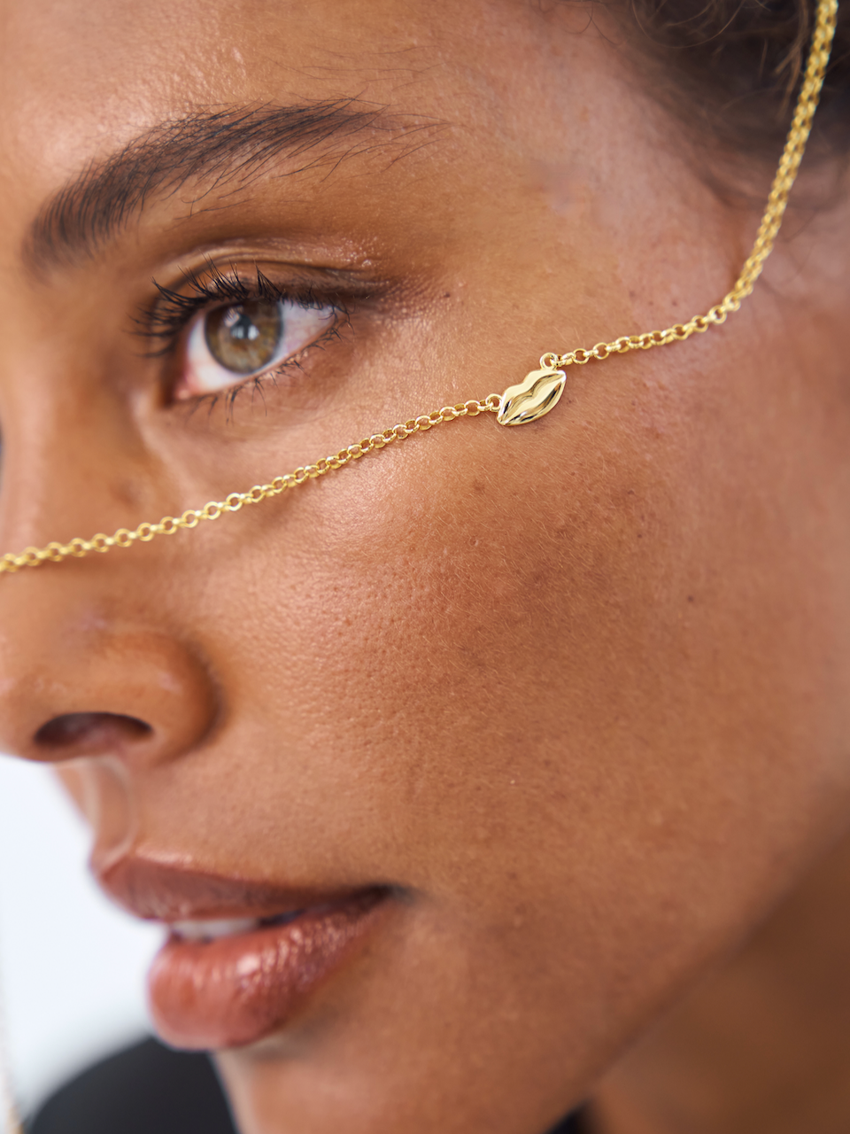 Bisous Necklace Gold, sterling silver, gold plated, gold chain, lips pendant, necklace stack