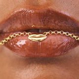 Bisous Necklace Gold, sterling silver, gold plated, gold chain, lips pendant, necklace stack