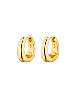 Eva Earrings Gold, gold huggies, hoops, sterling silver, gold plated, earring stack