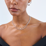 PRISCILLA PAVÉ HOOPS SILVER