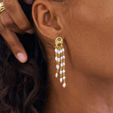 Gabrielle Earrings, pearl, pearl drop earrings, studs, gold, gold plated, earring stack