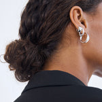 Noa Huggies, silver huggies, hoops, ear stack, earrings, sterling silver