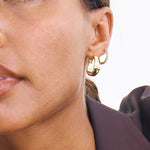 Priscilla Pave Hoops, gold hoops, huggies, earring stack, crystals, sterling silver, gold plated, gold