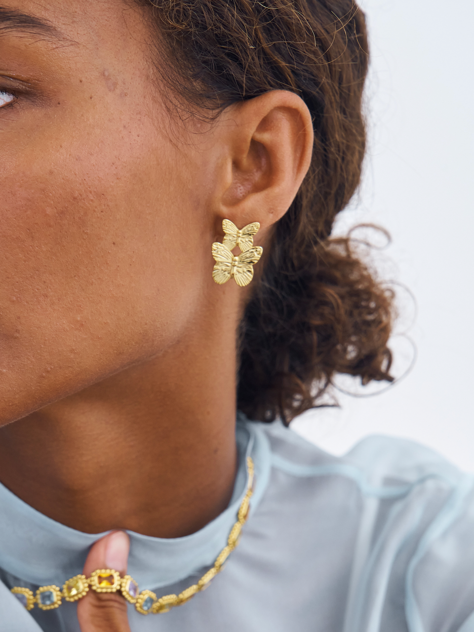 Papillon Earrings, butterfly earrings, statement, gold, gold plated, sterling silver, earring stack