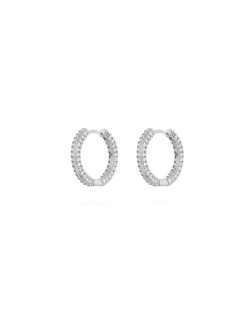 Priscilla Pave Hoops, silver hoops, huggies, earring stack, crystals, sterling silver