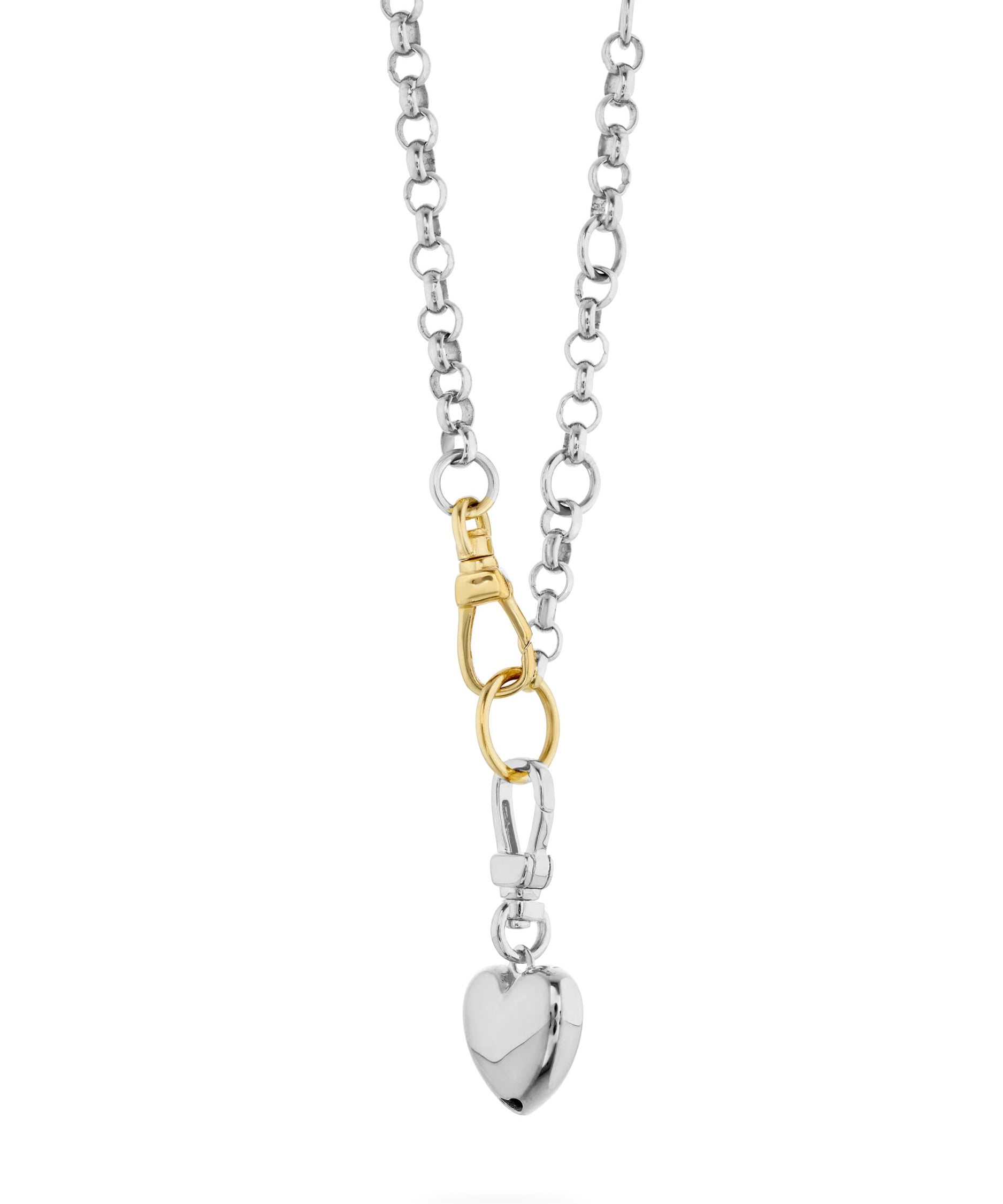 Puff Heart Necklace, Silver, Pendant, Charm, Chain Necklace