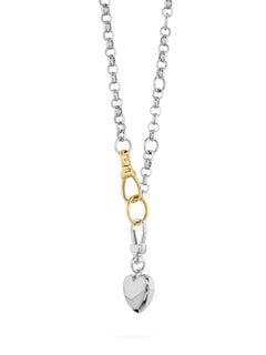 Puff Heart Necklace, Silver, Pendant, Charm, Chain Necklace