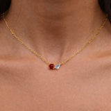 TWIN FLAME NECKLACE AQUAMARINE GARNET