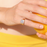 CONSTANCE LAB DIAMOND SIGNET RING - YELLOW GOLD