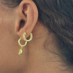 Mimi Earrings, Artemis Rainbow Huggies, Emerald, Gold, Gemstone, Gold Earrings, Earring Stack
