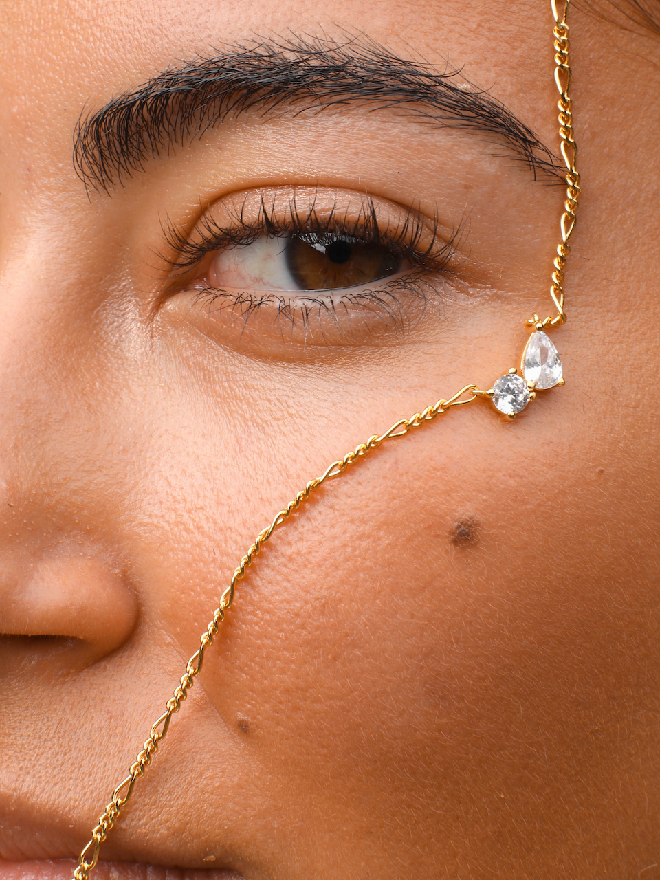 Twin Flame Necklace, chain, cubic zirconia, gold plated, sterling silver